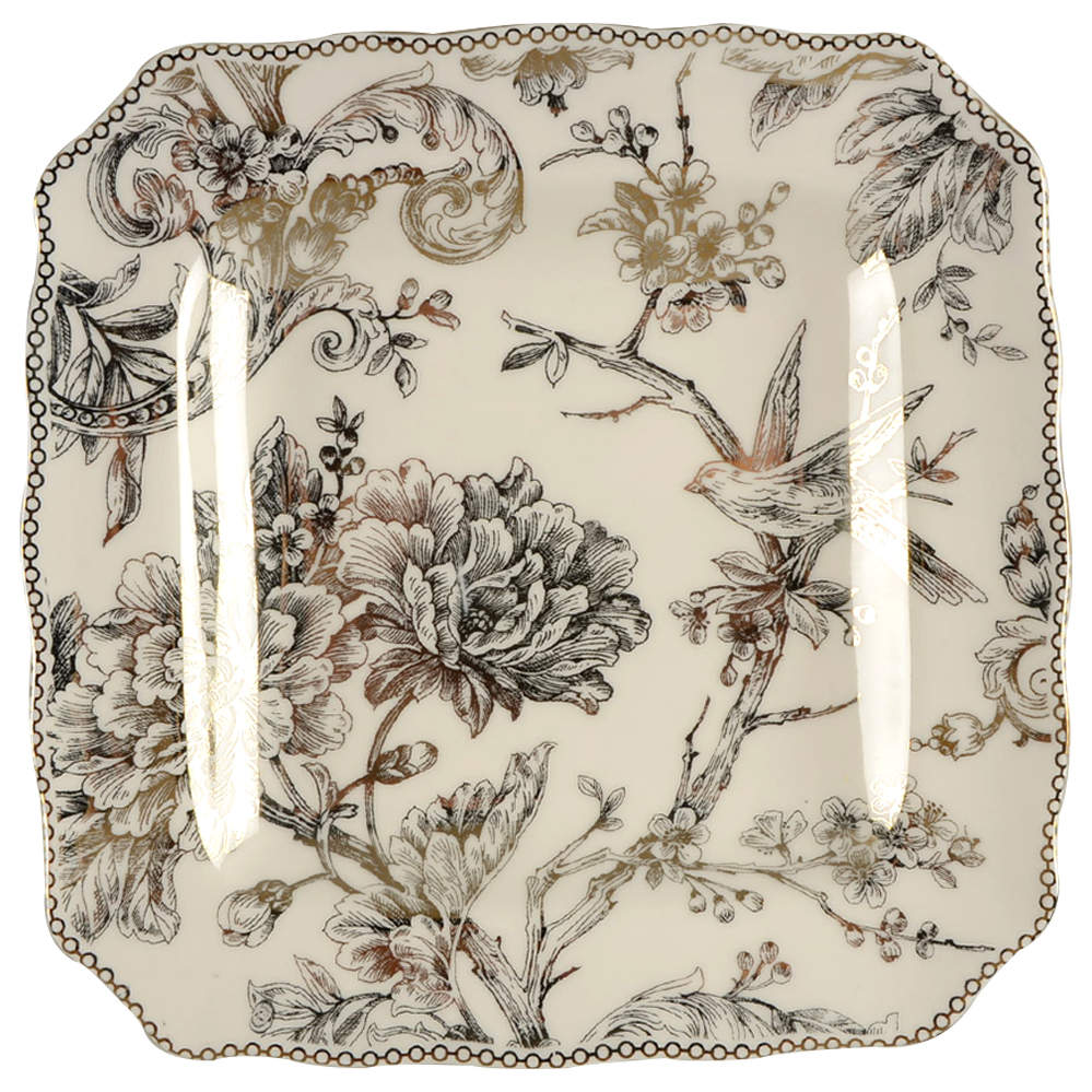 Adelaide Electroplate Gold (Shiny Gold Not Brown) Square Salad Plate by 222 Fifth (PTS)-1