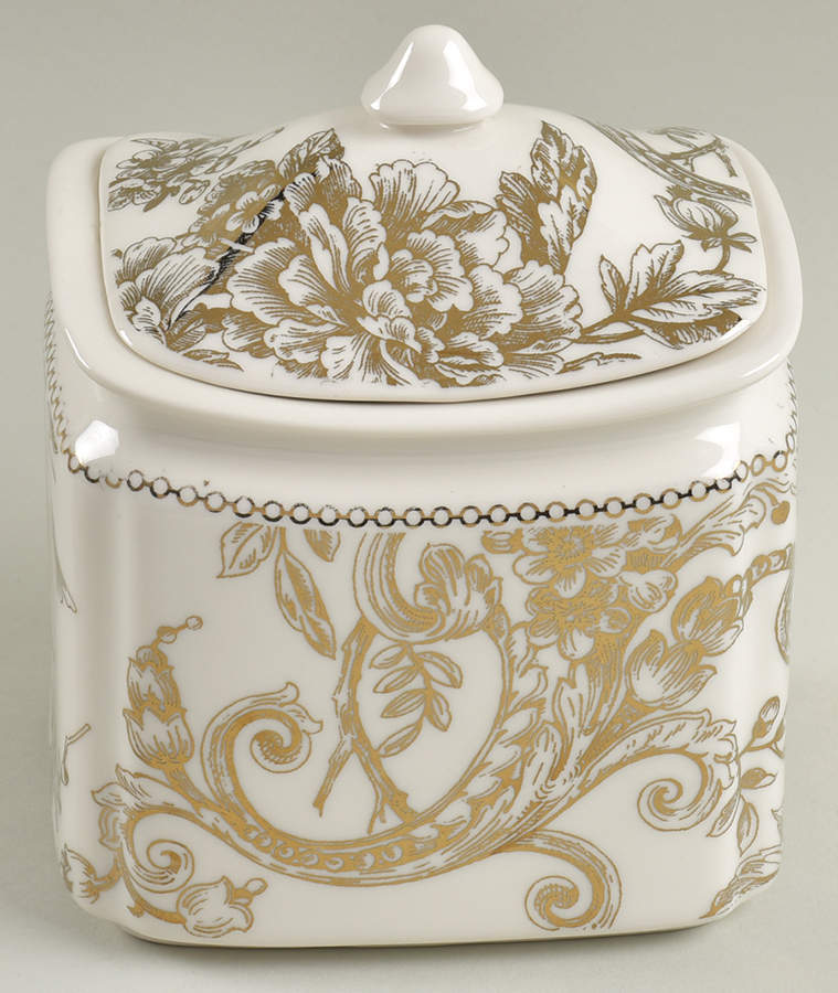 Adelaide Electroplate Gold (Shiny Gold Not Brown) Small Canister & Lid by 222 Fifth (PTS)-1