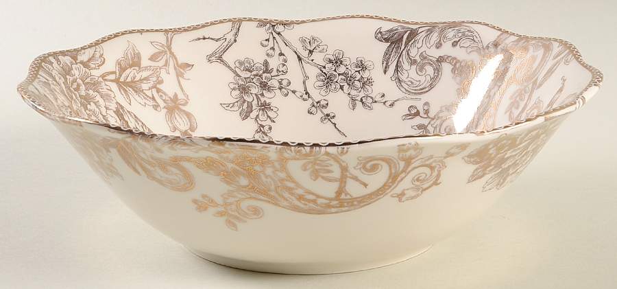 Adelaide Electroplate Gold (Shiny Gold Not Brown) 10" Round Vegetable Bowl by 222 Fifth (PTS)-1
