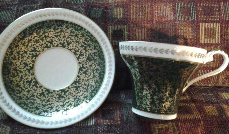 2900 Green Flat Cup & Saucer Set by John  Aynsley & Sons-1