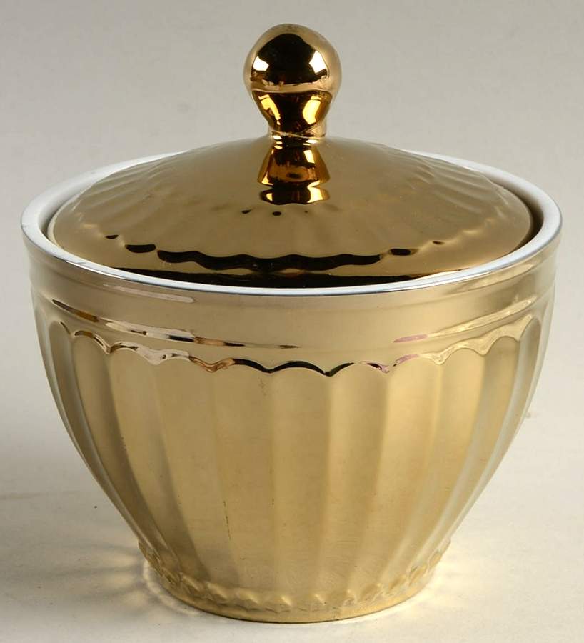 Parthenon Electroplate Gold Sugar Bowl & Lid by 222 Fifth (PTS)-1