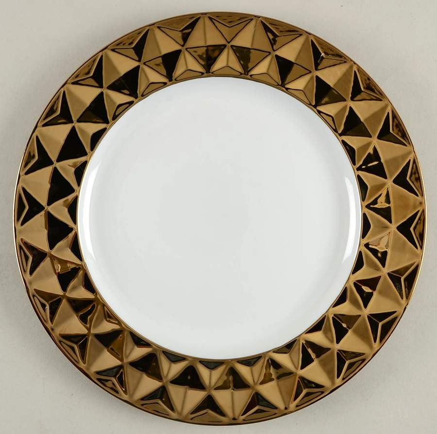 Asscher Electroplate Gold Dinner Plate by 222 Fifth (PTS)-1