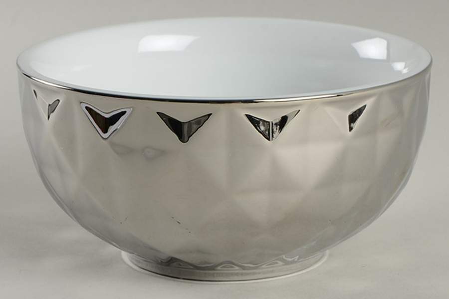 Asscher-Electroplate Silver Soup/Cereal Bowl by 222 Fifth (PTS)-1