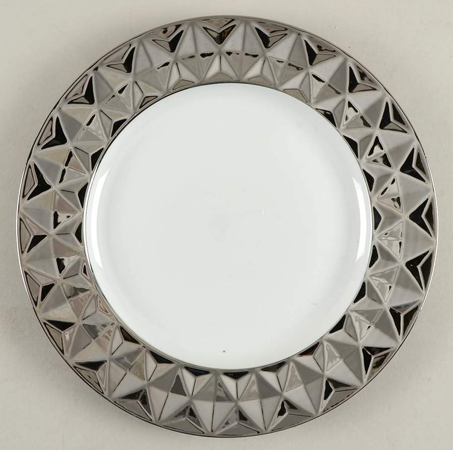 Asscher-Electroplate Silver Dinner Plate by 222 Fifth (PTS)-1
