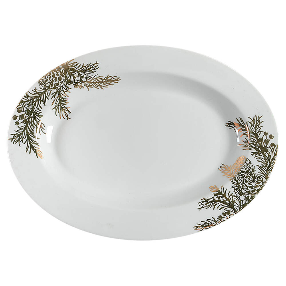 Golden Pine 14" Oval Serving Platter by 222 Fifth (PTS)-1