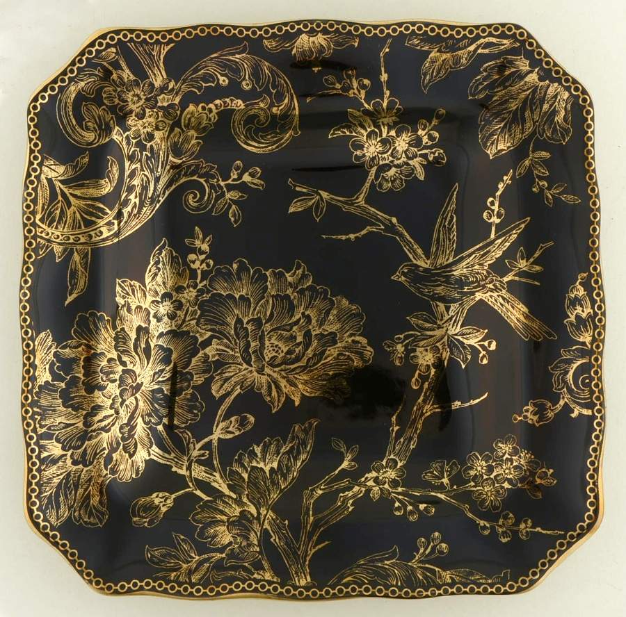 Adelaide Black Gold Square Salad Plate by 222 Fifth (PTS)-1