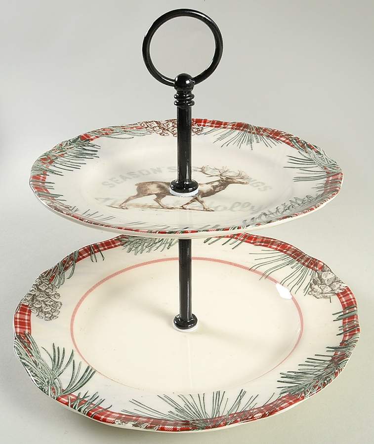 Mount Holly 2 Tiered Serving Tray (Dinner & Salad Plate) by 222 Fifth (PTS)-1