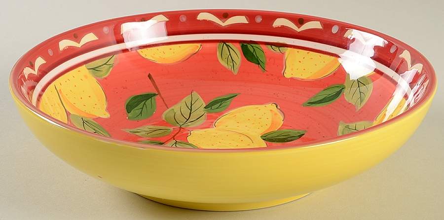 Lemon Grove Red 9" Round Vegetable Bowl by 222 Fifth (PTS)-1