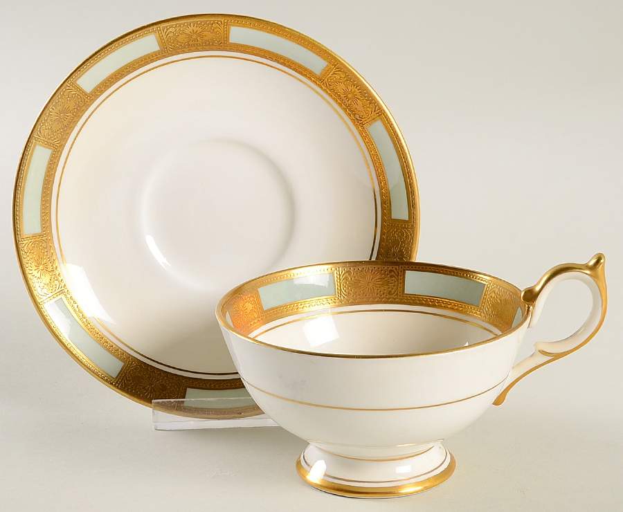 Empress Celadon Footed Cup & Saucer Set by John  Aynsley & Sons-1