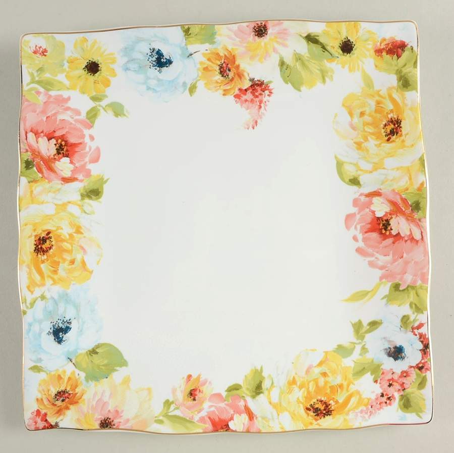 Georgette Rose Square Dinner Plate by 222 Fifth (PTS)-1