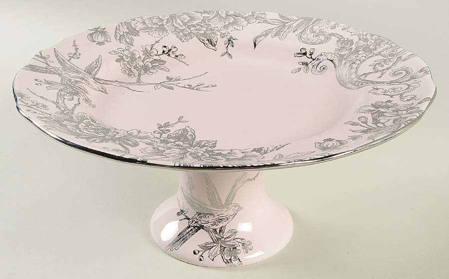 Adelaide Pink and Silver 10" Diameter Pedestal Cake Stand by 222 Fifth (PTS)-1