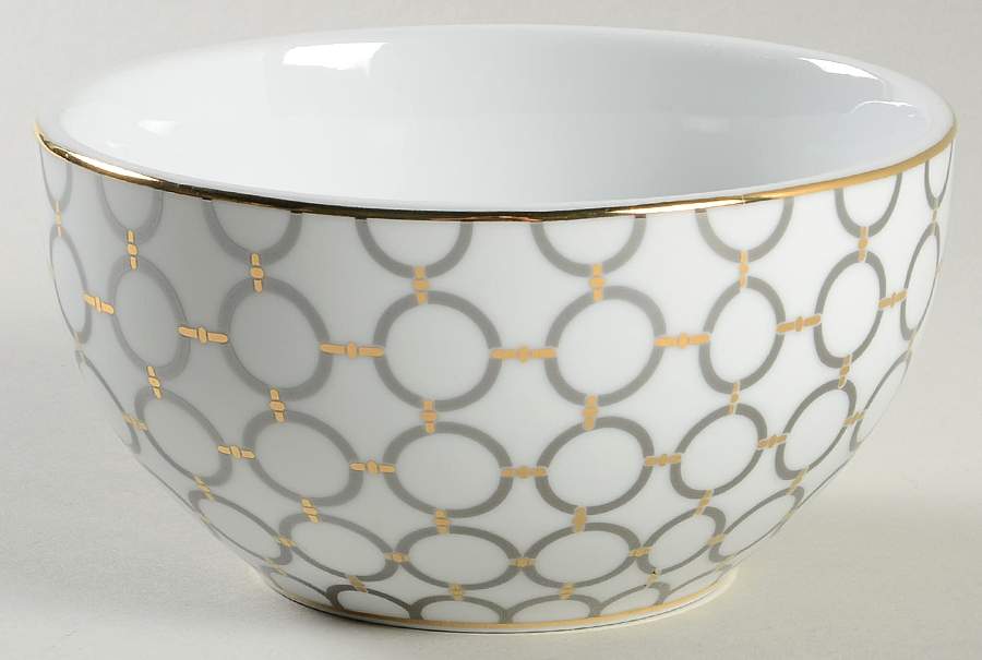 Chain Link Gold and Platinum Soup/Cereal Bowl by 222 Fifth (PTS)-1