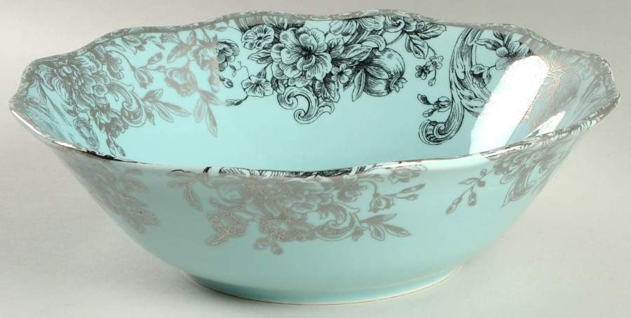 Hawthorne Turquoise (Silver Electroplate) 10" Round Serving Bowl by 222 Fifth (PTS)-1
