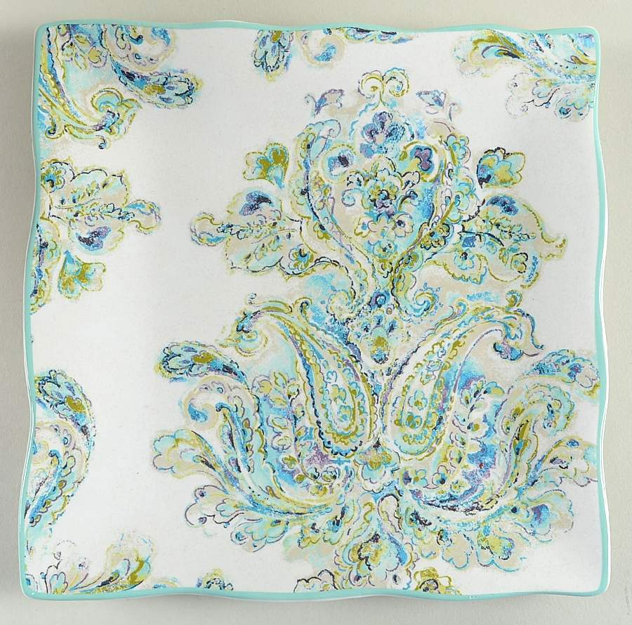Cecile Teal Square Salad Plate by 222 Fifth (PTS)-1