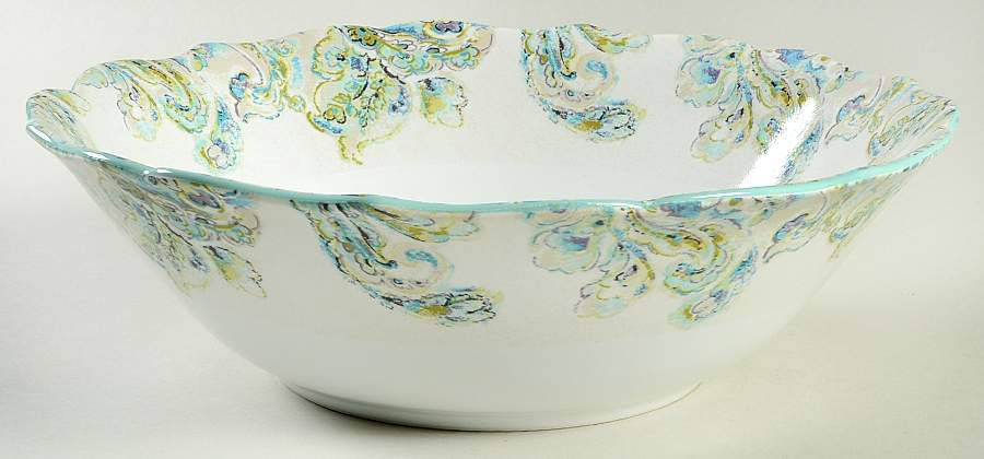 Cecile Teal 10" Large Salad Serving Bowl by 222 Fifth (PTS)-1