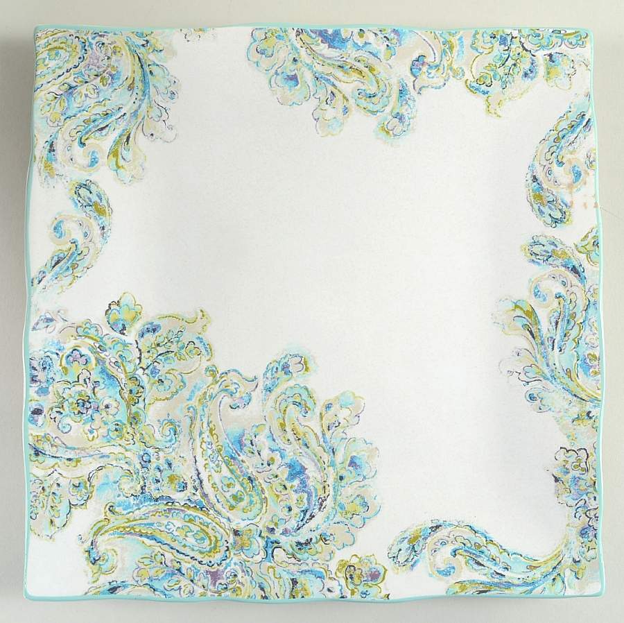 Cecile Teal Square Dinner Plate by 222 Fifth (PTS)-1