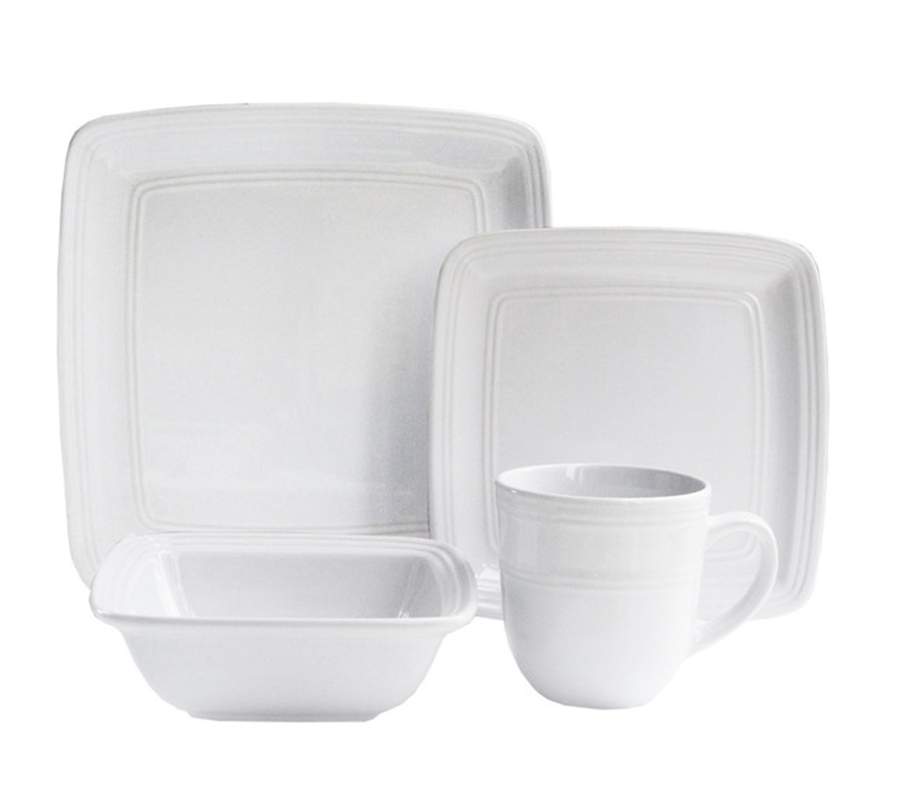 Square White Dinner Plate by American Atelier-1