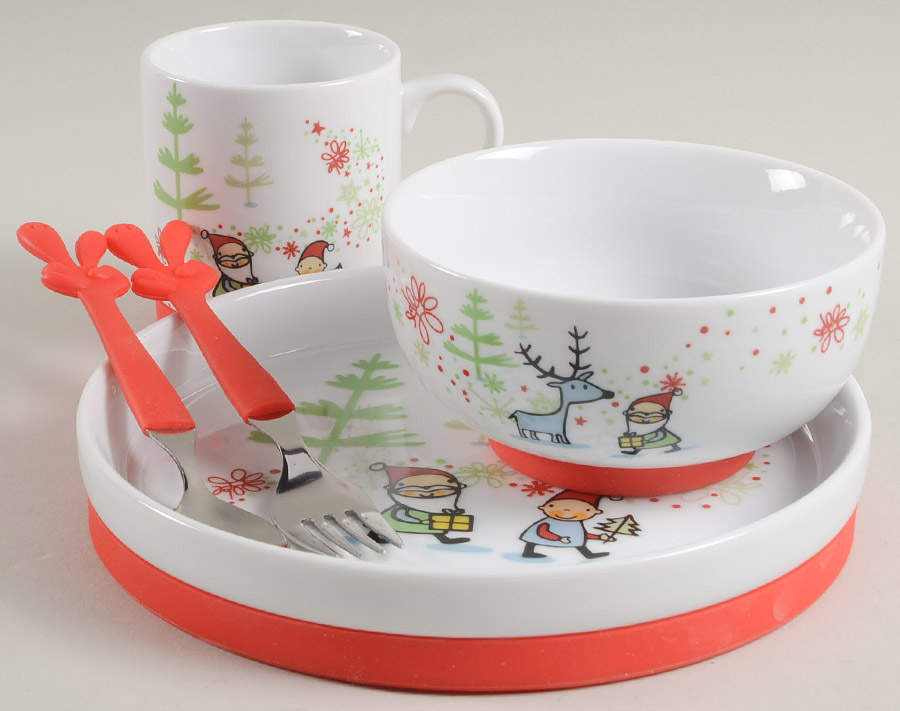 Santa's Little Helper (5 Piece) Child's Set (Plate,Bowl,Mug,Spoon &Fork) by John  Aynsley & Sons-1