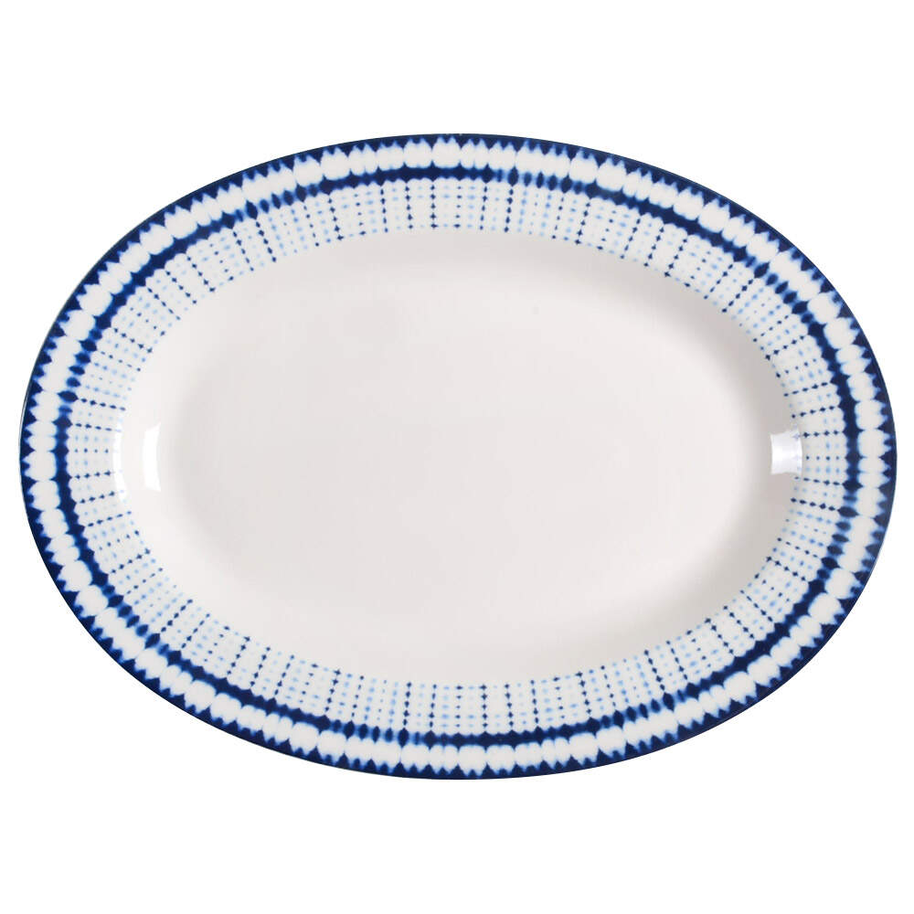 Shibori 14" Oval Serving Platter by 222 Fifth (PTS)-1