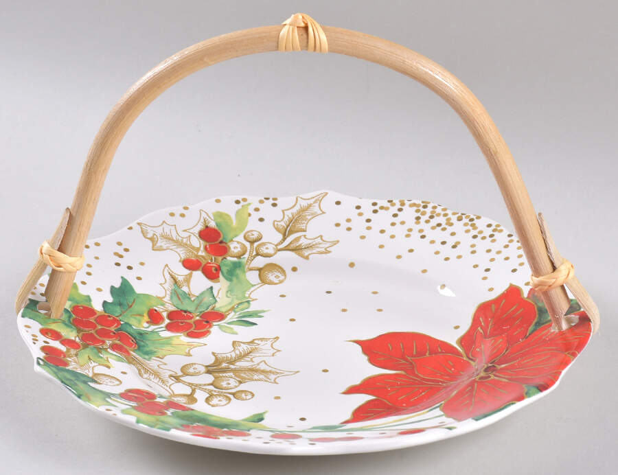 Winter Confetti 5 3/8"-5 5/8" Bamboo Handled Serving Plate  HC by 222 Fifth (PTS)-1