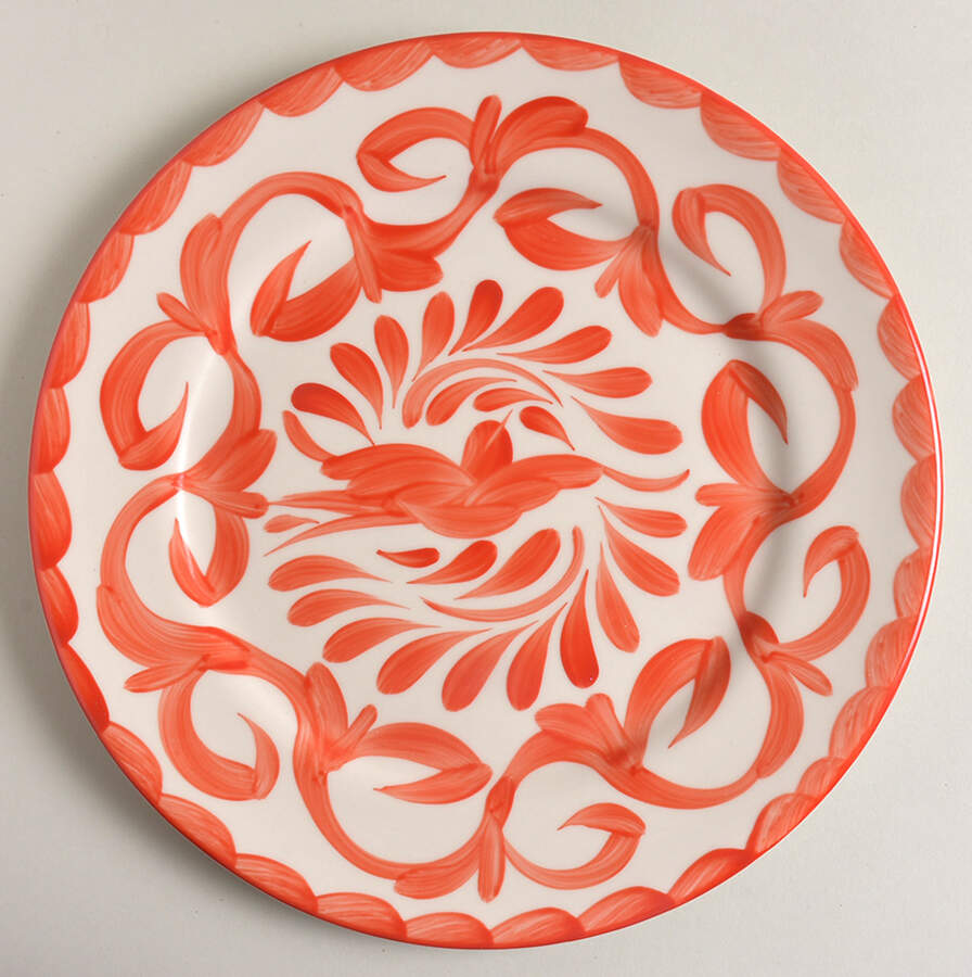 Puebla Coral Service Plate (Charger) by Anfora (Mexico)-1