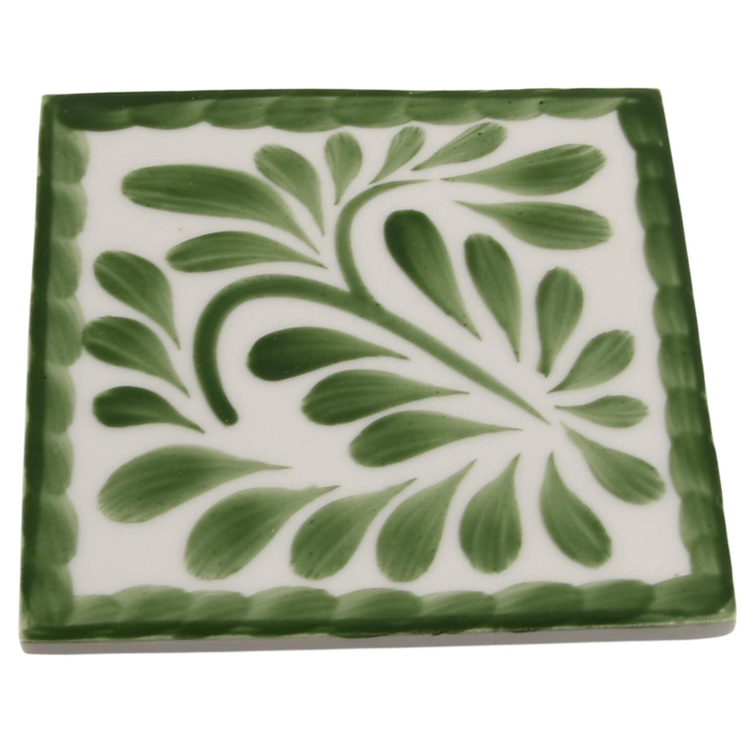 Puebla Palm Leaf Cork Back Square Coaster by Anfora (Mexico)-1