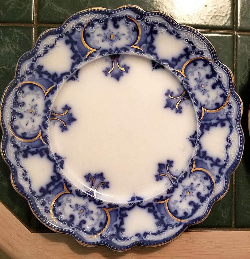 Mabel (Flow Blue, Gold Accents) Dinner Plate by Allerton's-1