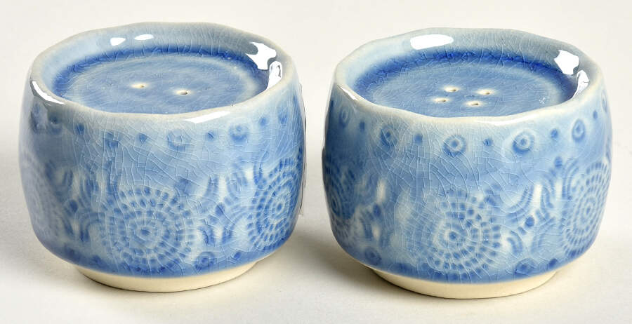 Old Havana Iris Blue Salt & Pepper Set by Anthropologie-1