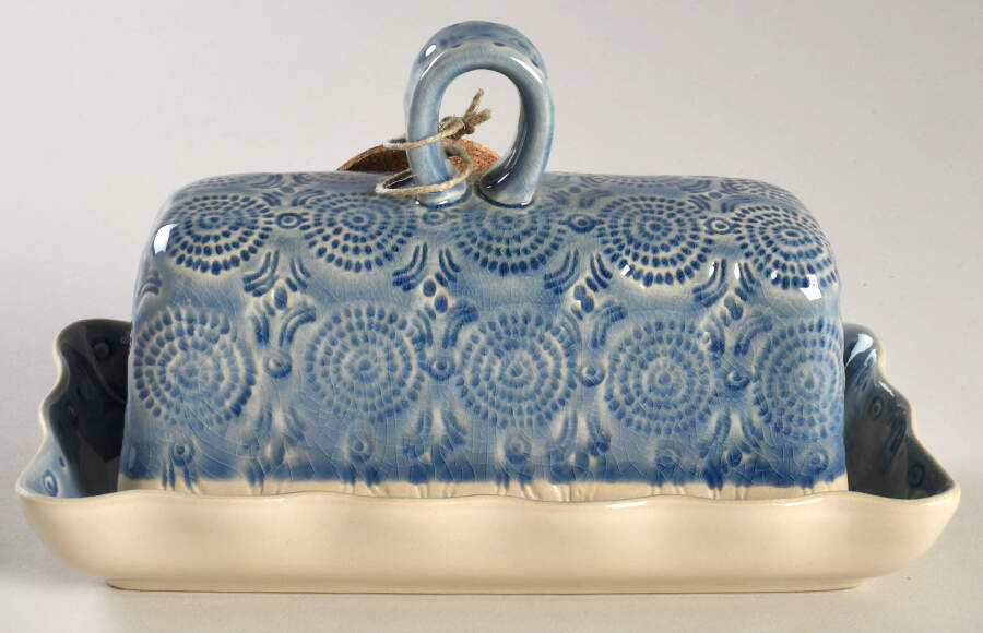 Old Havana Iris Blue 1/4 Lb Covered Butter by Anthropologie-1