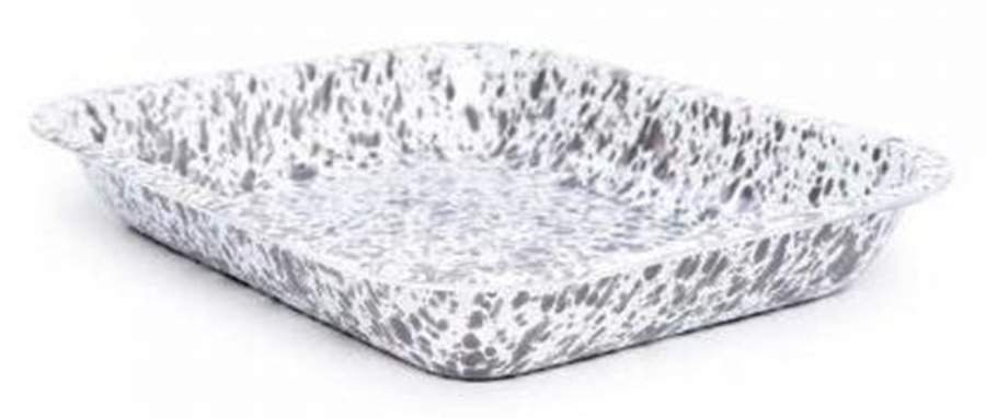 Splatterware Grey 10" Rectangular Roaster by Crow Canyon Home-1