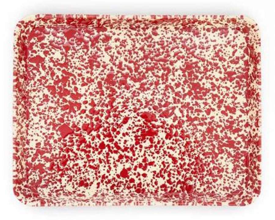 Splatterware Burgundy 16'' Rectangular Tray by Crow Canyon Home-1