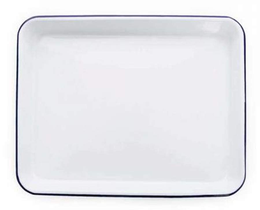 Vintage Solid Blue Rectangular Tray 11" by Crow Canyon Home-1