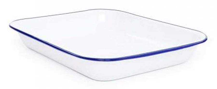 Vintage Solid Blue 13" Rectangular Roaster by Crow Canyon Home-1
