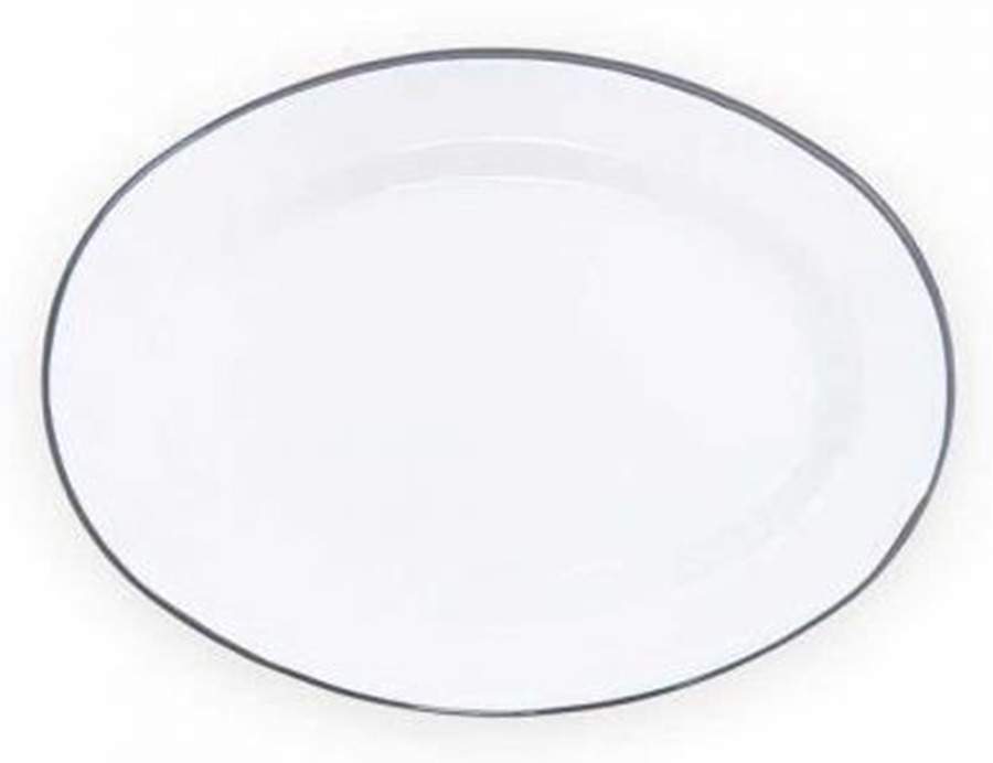 Vintage Solid Grey Oval Dinner Plate by Crow Canyon Home-1