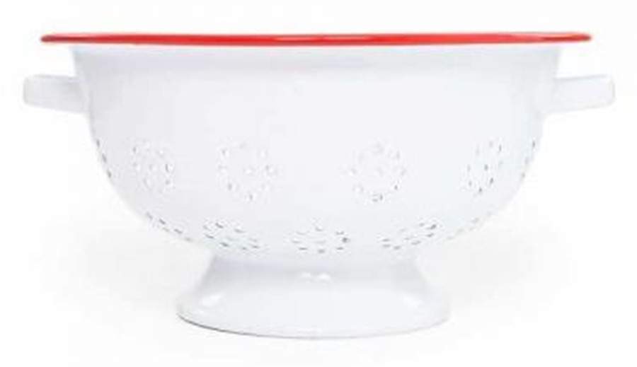 Vintage Solid Red 4 Quart Colander by Crow Canyon Home-1