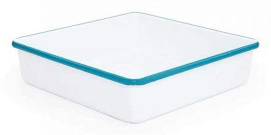 Vintage Solid Turquoise 9" Square Baker by Crow Canyon Home-1