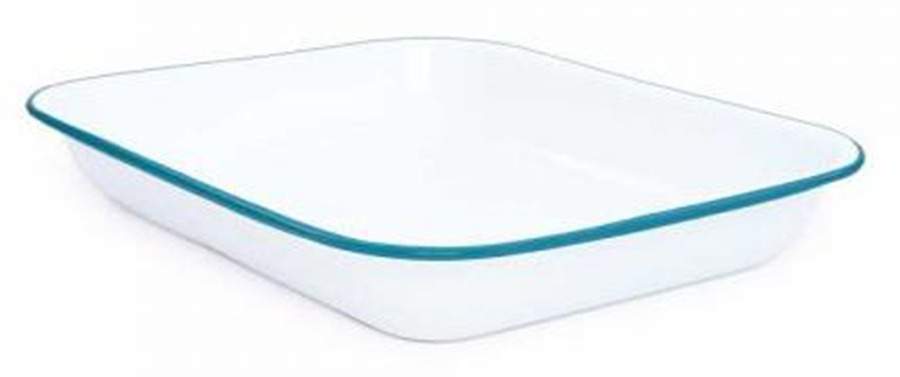 Vintage Solid Turquoise 13" Rectangular Roaster by Crow Canyon Home-1