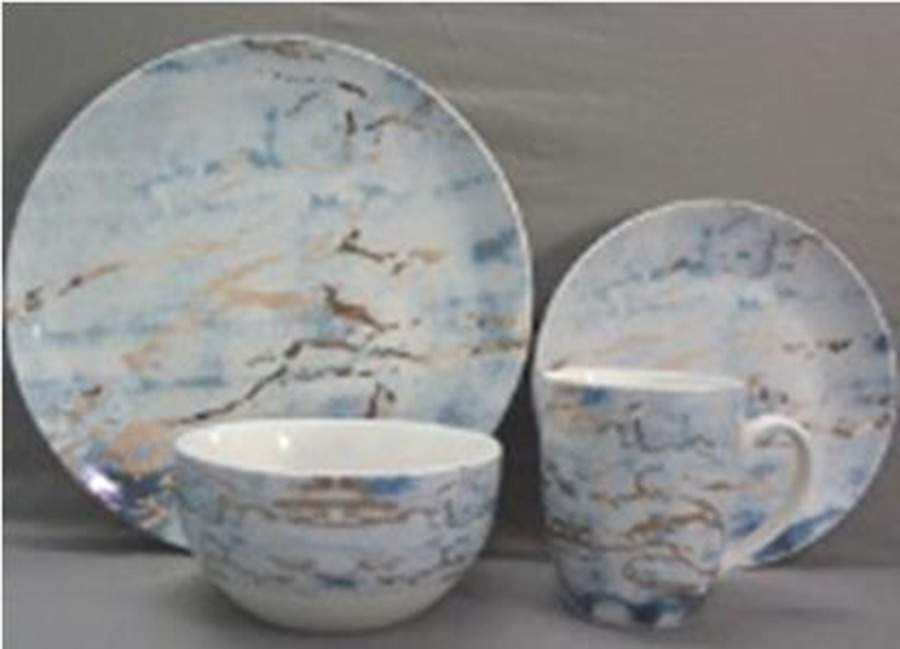 Marble Blue and Gold Dinner Plate by American Atelier-1