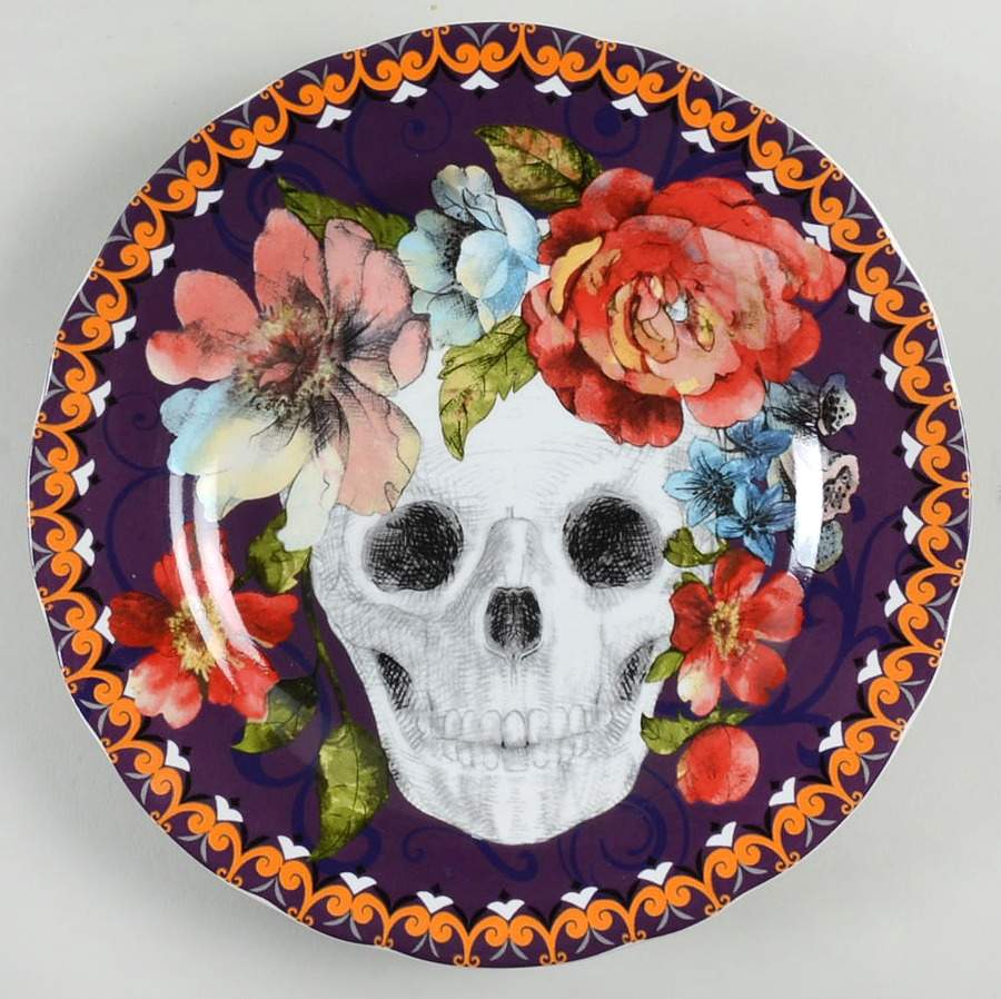Marbella Skull Multicolor Salad Plate by 222 Fifth (PTS)-1