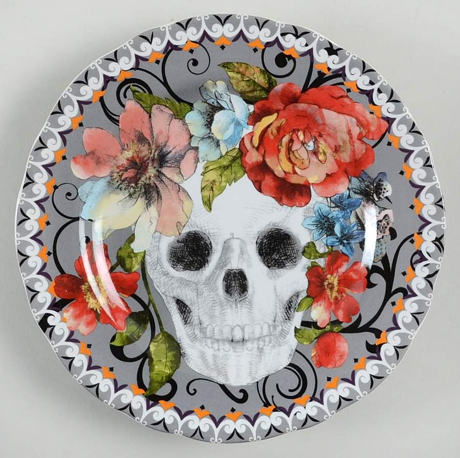 Marbella Skull Multicolor Salad Plate by 222 Fifth (PTS)-1