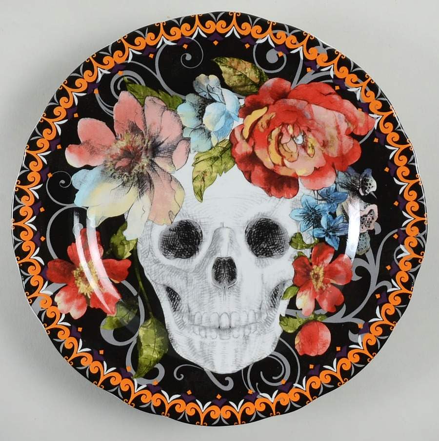 Marbella Skull Multicolor Salad Plate by 222 Fifth (PTS)-1