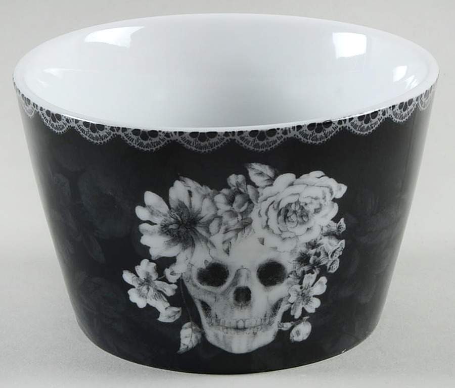 Marbella Skull Black and White Individual Appetizer Bowl by 222 Fifth (PTS)-1