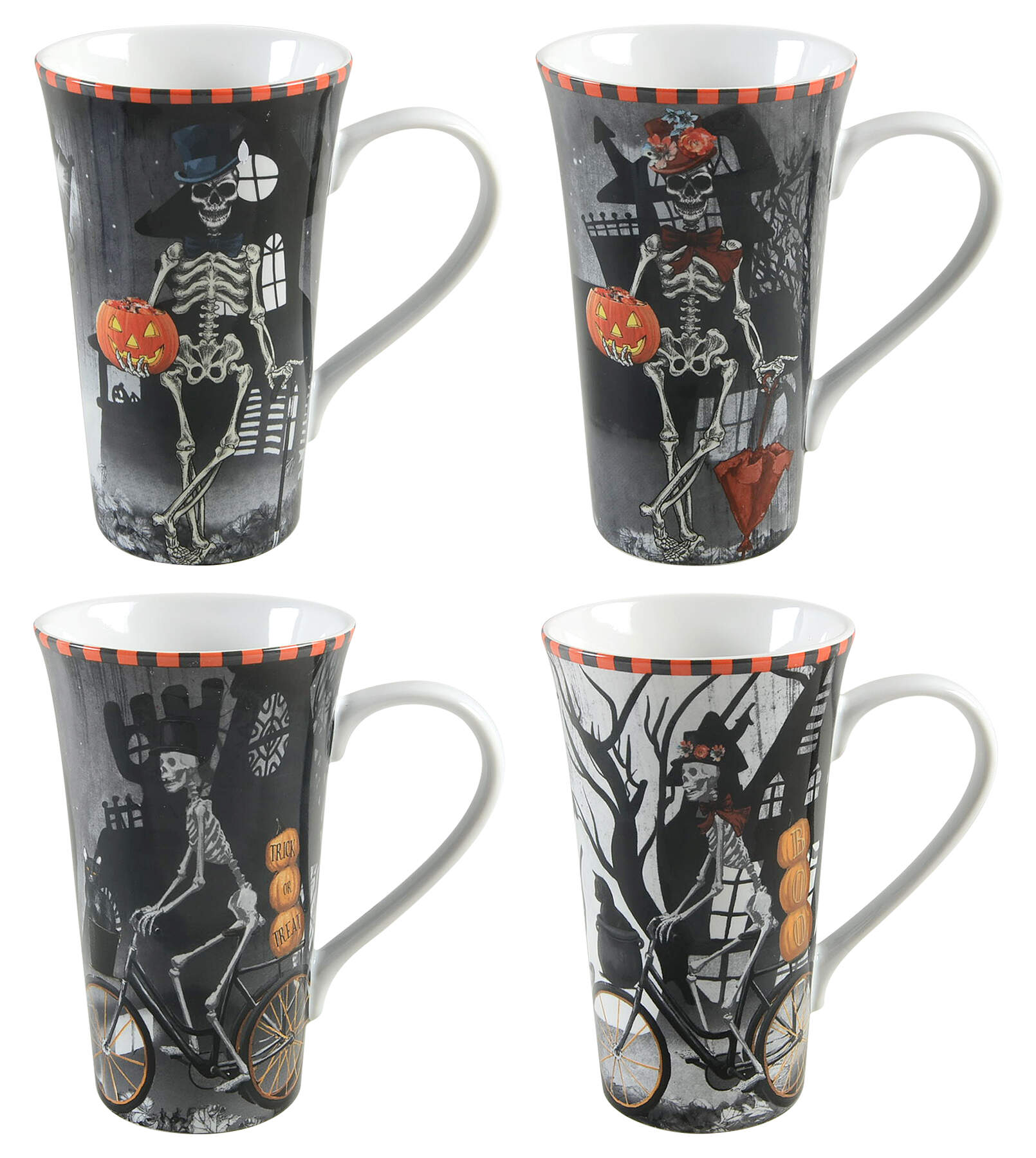 Skeleton Latte Mug - Set of 4 Motifs by 222 Fifth (PTS)-1