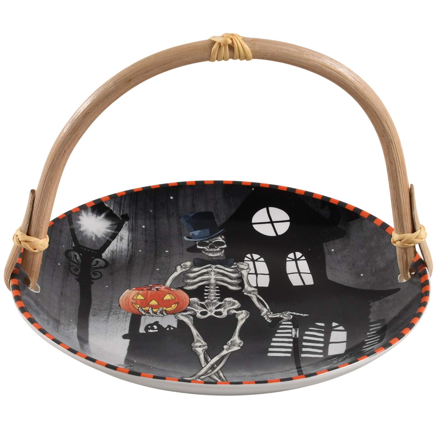 Skeleton 5 3/8"-5 5/8" Bamboo Handled Serving Plate  HC by 222 Fifth (PTS)-1