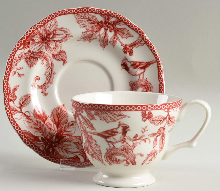 Christmas Lane Footed Cup & Saucer Set by 222 Fifth (PTS)-1