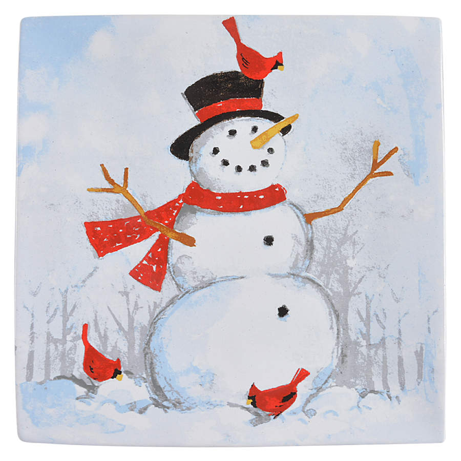 Winter Cheer Snowman Square Dinner Plate by 222 Fifth (PTS)-1