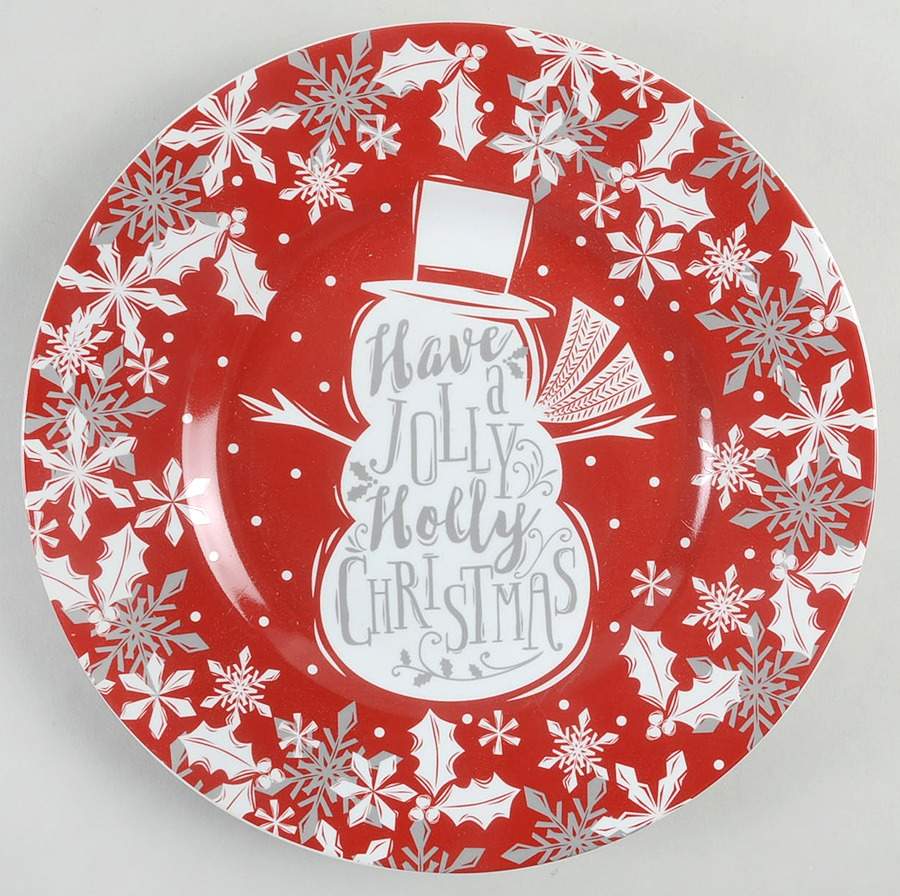 Winter Cheer Snowman Text Salad Plate by 222 Fifth (PTS)-1