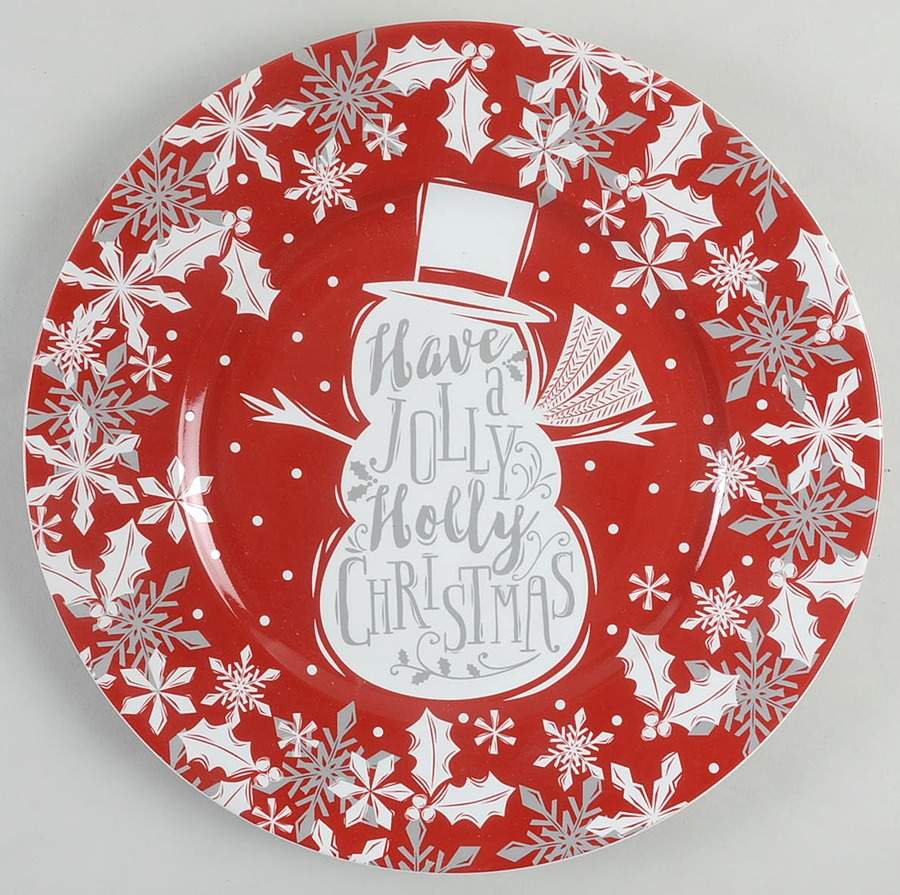 Winter Cheer Snowman Text Dinner Plate by 222 Fifth (PTS)-1