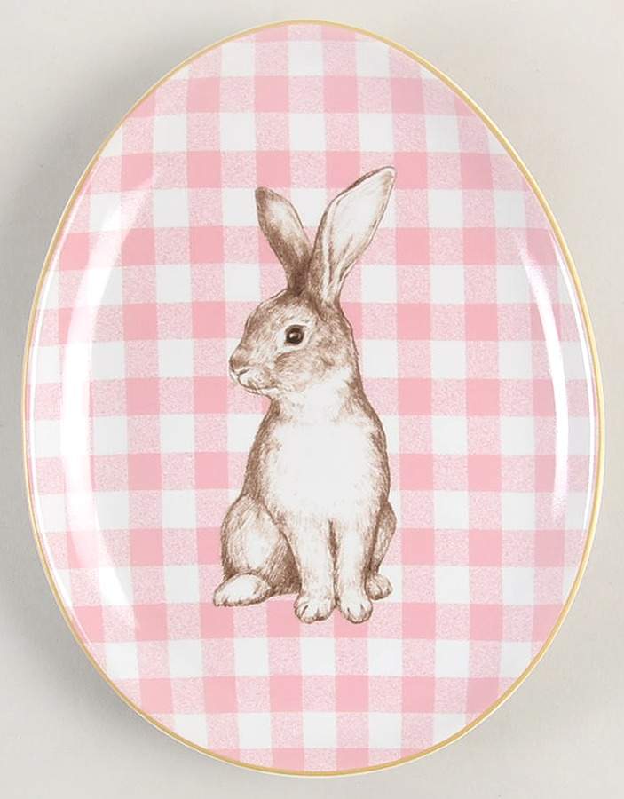 Gingham Bunny Appetizer Plate by 222 Fifth (PTS)-1