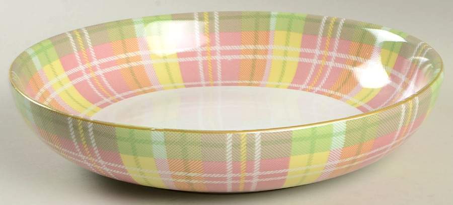 Easter Plaid Individual Dinner Bowl by 222 Fifth (PTS)-1
